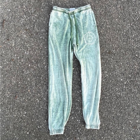 VANILLA STAR GREEN BURNOUT JOGGERS WOMENS SMALL ‘LOVE IS LOVE’ - Picture 1 of 6
